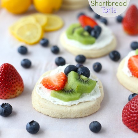 lemon blueberry acai shortbread tarts made with truvia and bigelow tea