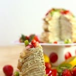 slice of lemon crepe cake