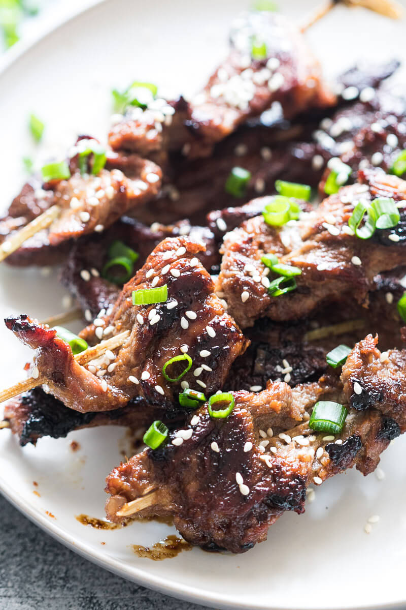 Beef Yakitori, a flavorful strip of beef cooked quickly for maximum flavor