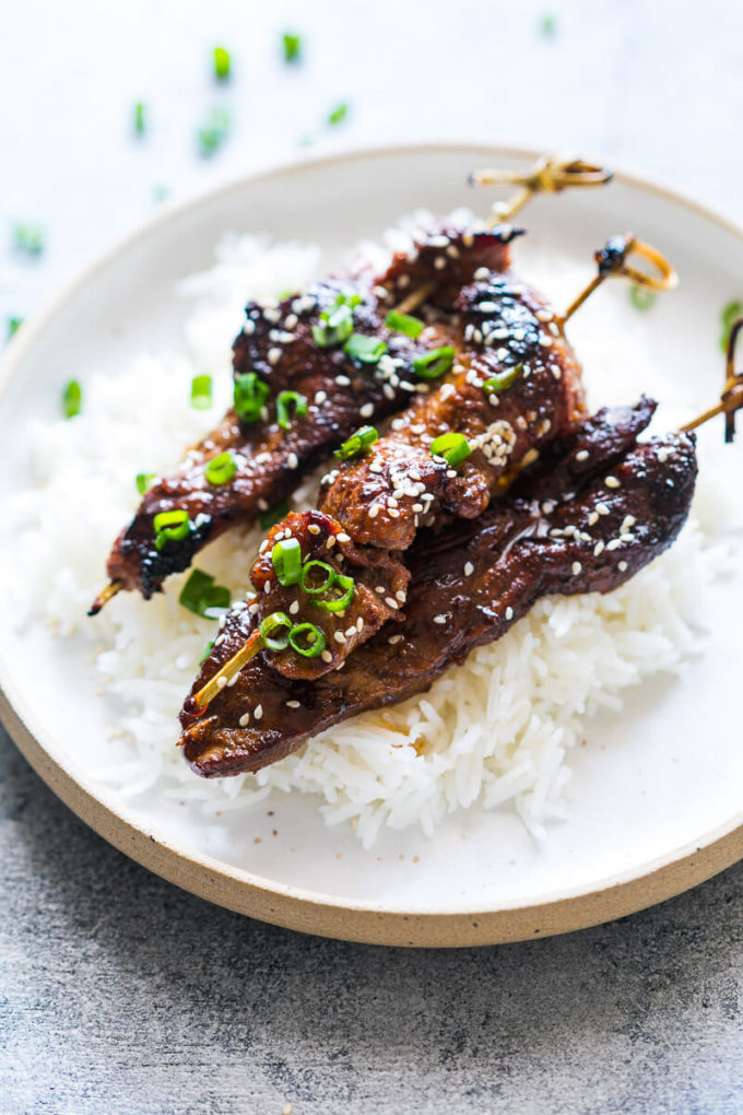 Beef Yakitori, a flavorful strip of beef cooked quickly for maximum flavor