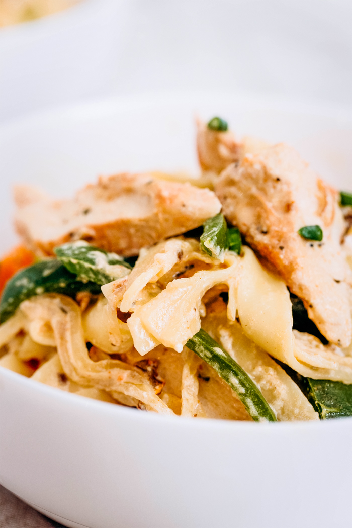 Noodles and Chicken in a bowl