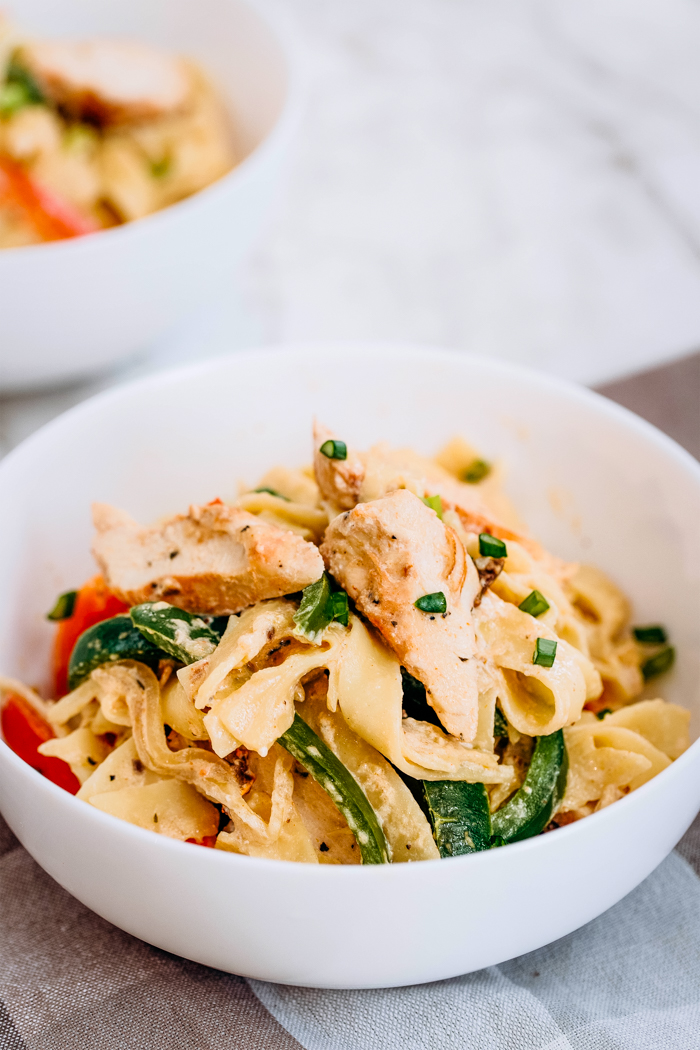 Noodles and Chicken in a bowl