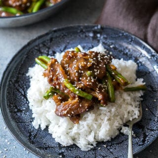 Mongolian Beef a great beef dinner solution with a sweet and sticky sauce