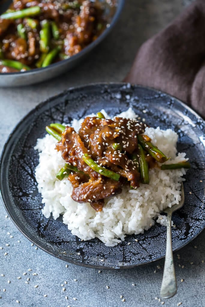 Mongolian Beef a great beef dinner solution with a sweet and sticky sauce