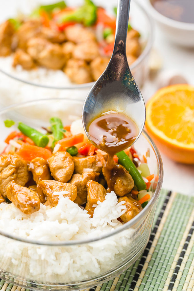 Freezer friendly teriyaki chicken rice bowls, a classic teriyaki bowl with mixed veggies and tender chicken and homemade teriyaki sauce