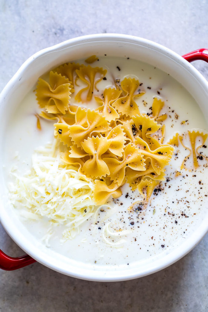 Easy one pot mac and cheese with bowtie pasta, this is one of the easiest and tastiest