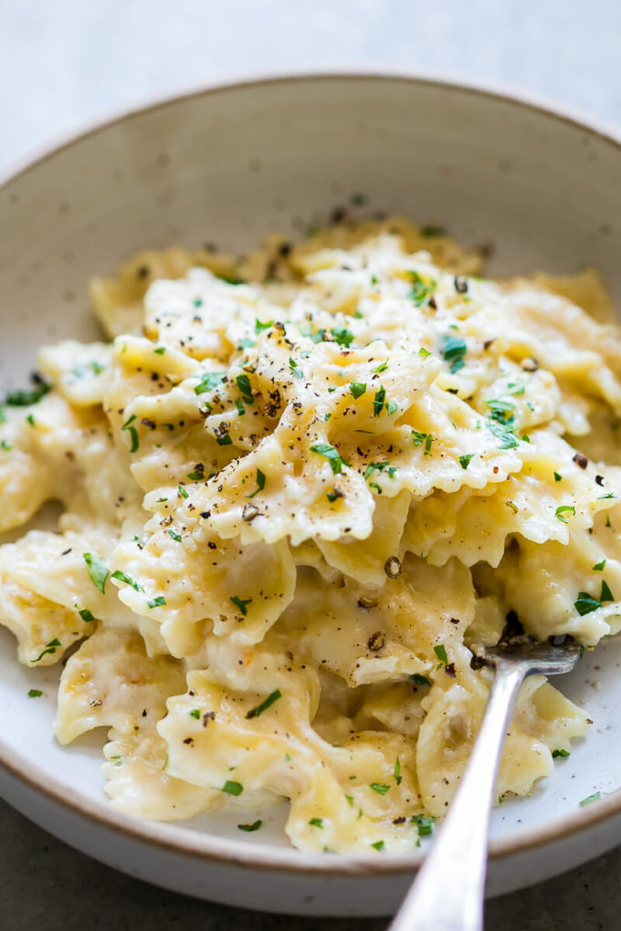 Easy one pot mac and cheese with bowtie pasta, this is one of the easiest and tastiest