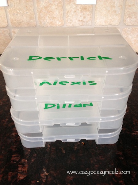 labeled snack boxes