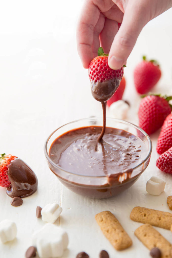 fondue on a strawberry! Yum