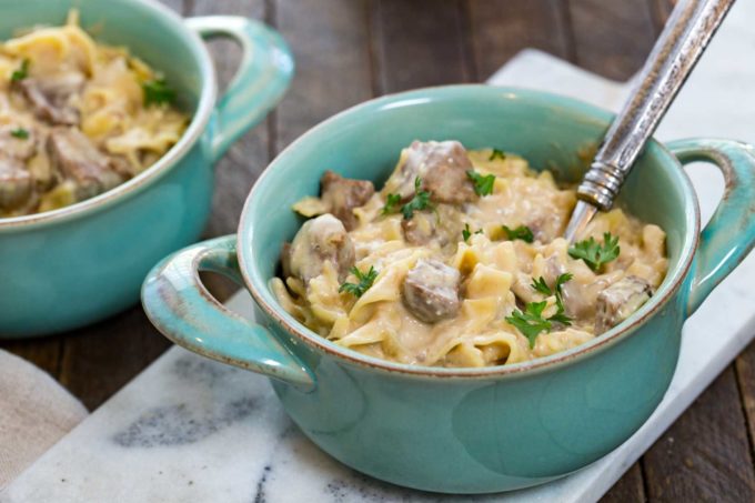 A classic and hearty crock pot beef stroganoff