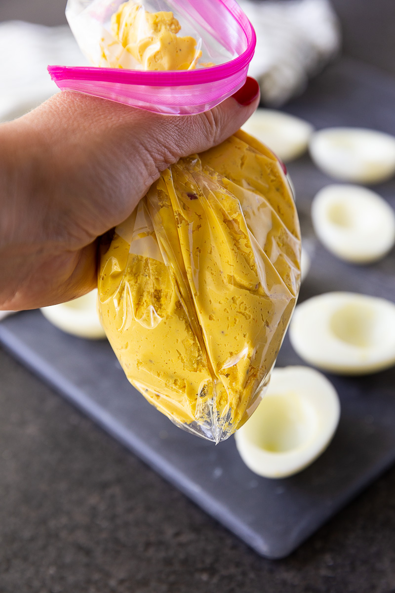 The filling of a classic deviled eggs. 