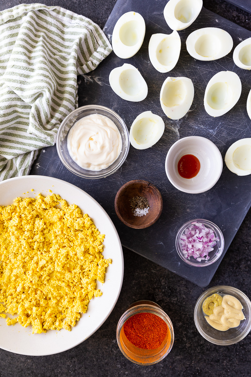 What you need to make deviled eggs, creamy and flavorful. 
