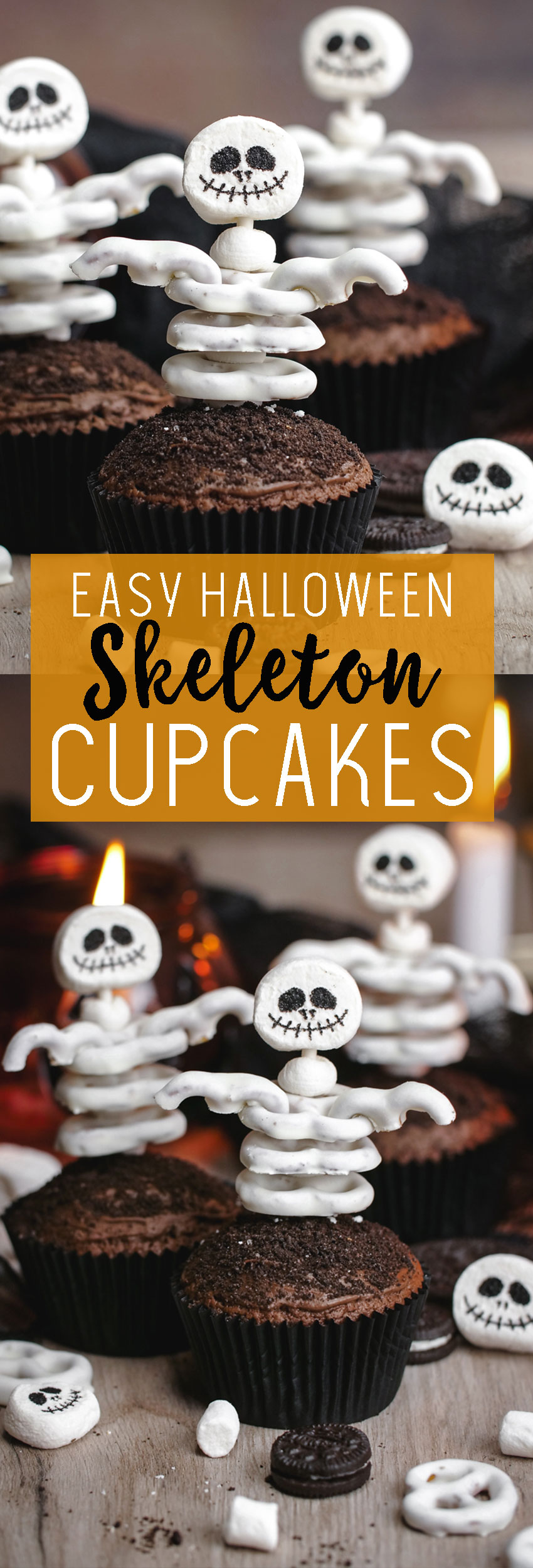 Easy Halloween Skeleton Cupcakes! Delicious, easy, and fun. 