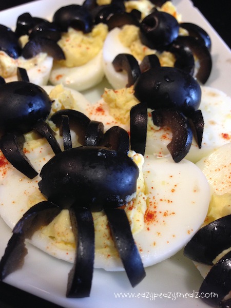 deviled eggs with spider