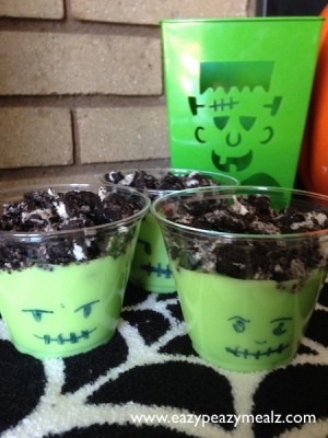 Halloween: Frankenstein Pudding Cups
