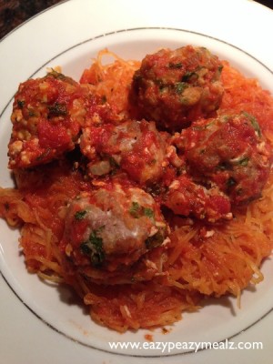Paleo Spaghetti Squash and Turkey Meatballs