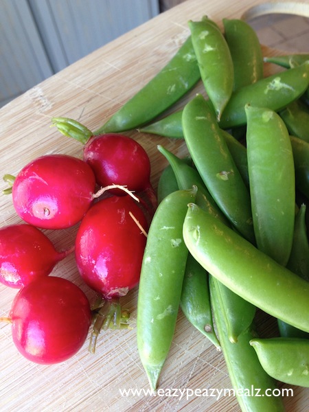 radishes and snow peas
