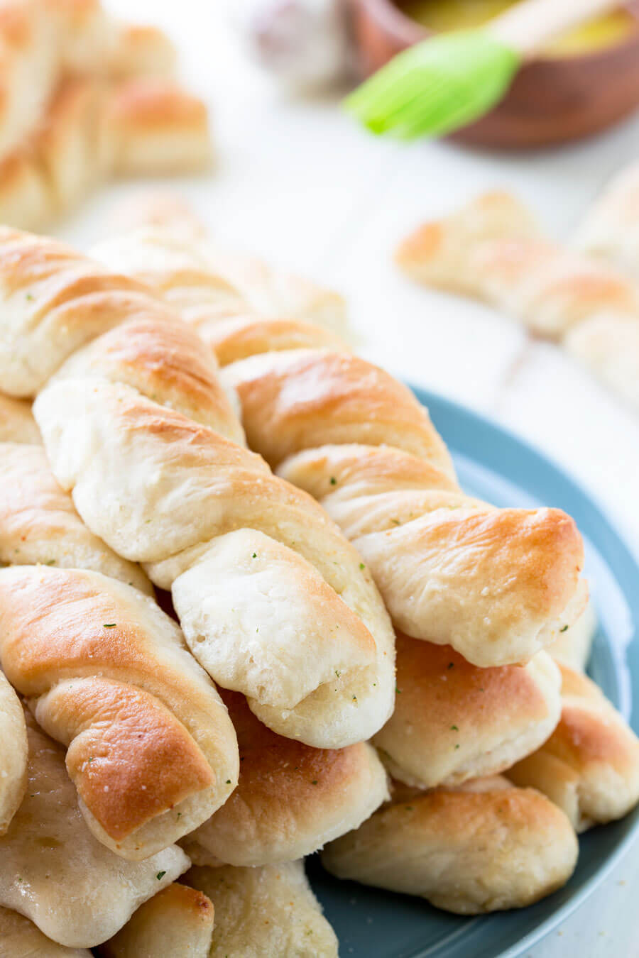 stack of delicious homemade domino's style bread twists