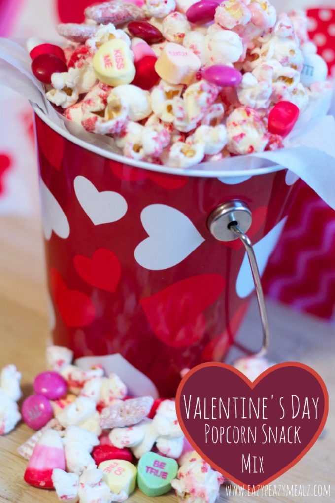 Valentine's Day Popcorn Snack Mix - Easy Peasy Meals