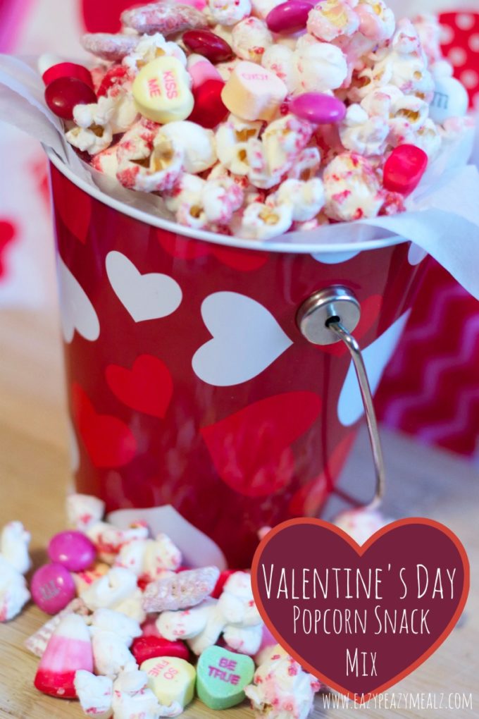 Valentine's Day Popcorn Snack Mix - Easy Peasy Meals