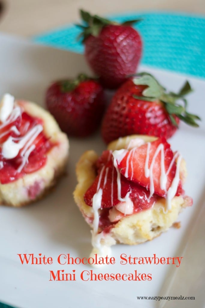 White Chocolate Strawberry Mini Cheesecakes