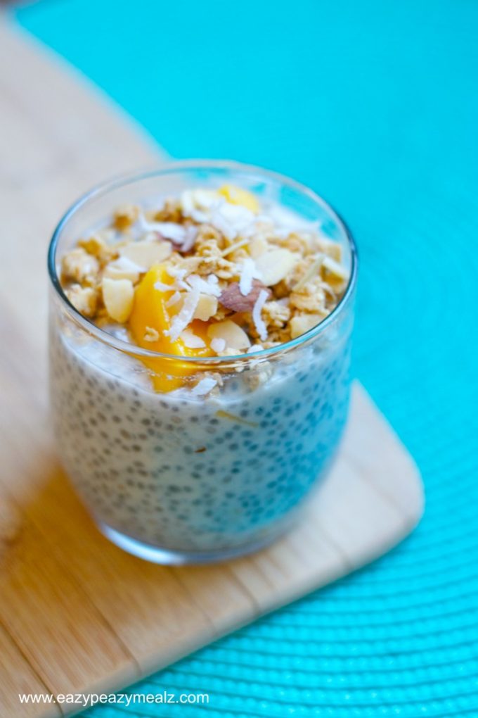 mango granola chia pudding parfait