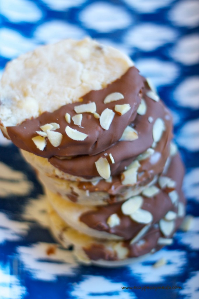 dipped chocolate chip shortbread cookies