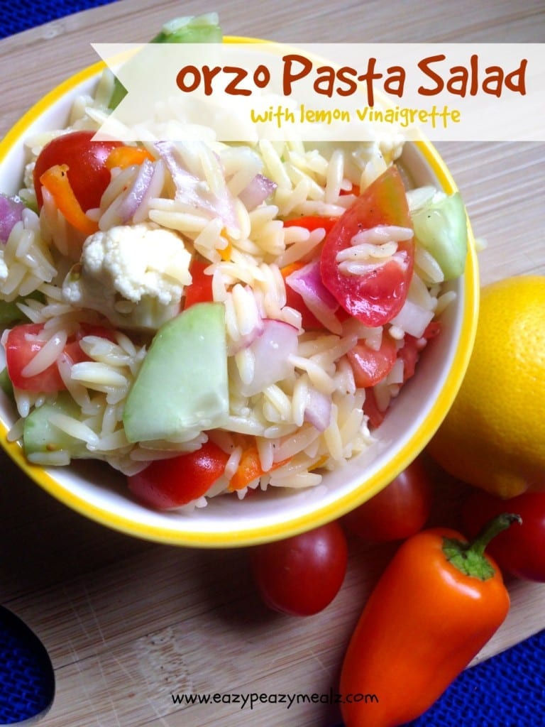 Orzo Pasta Salad with Lemon Vinaigrette Eazy Peazy Mealz