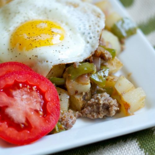 Hungry Man's Sausage & Pepper Breakfast Hash Easy Peasy Meals