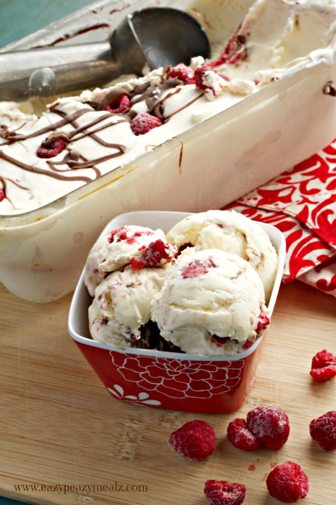 fresh raspberry homemade ice cream