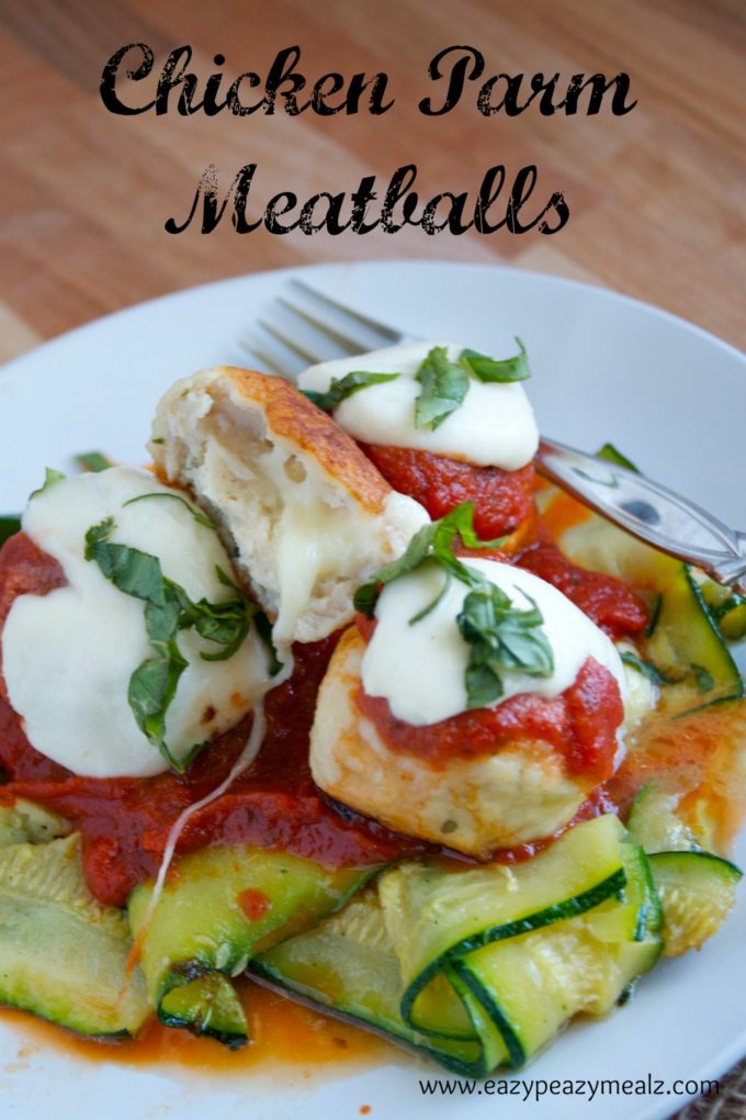 Chicken Parm Meatballs stuffed with Mozzarella