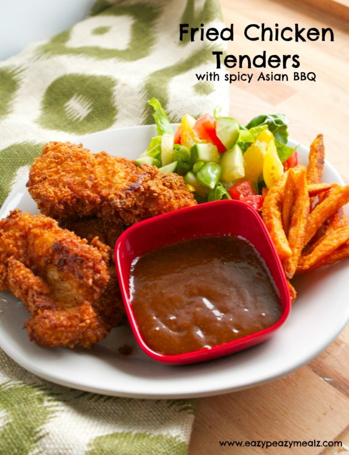 Fried Chicken Tenders with Spicy Asian BBQ Dipping Sauce-image