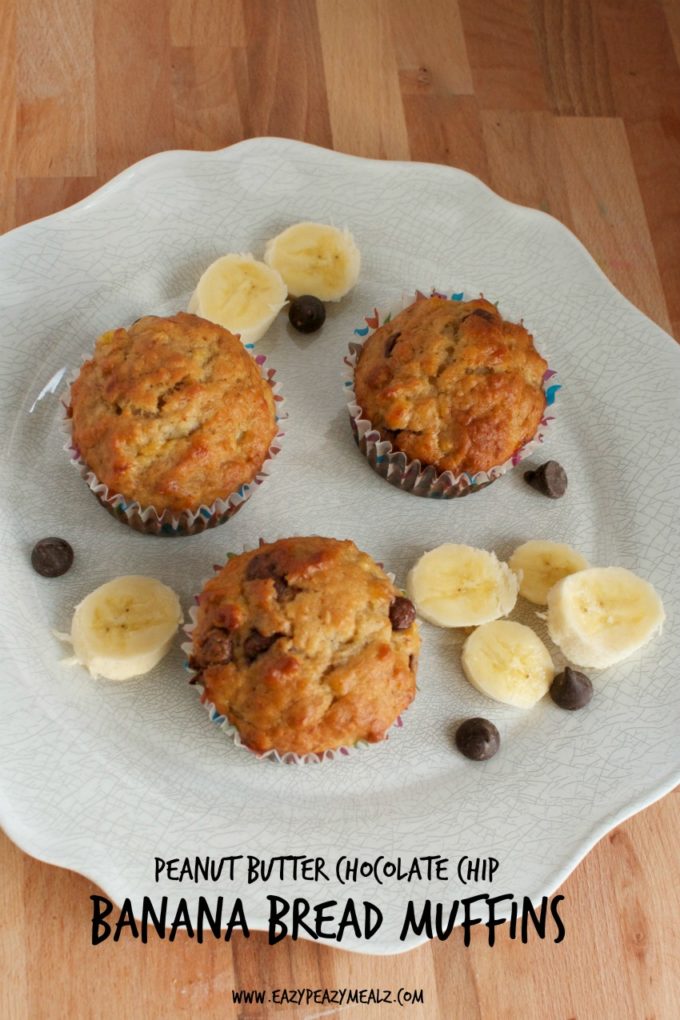 PB choco chip banana bread muffins