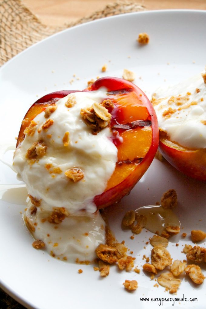 granola topped nectarine