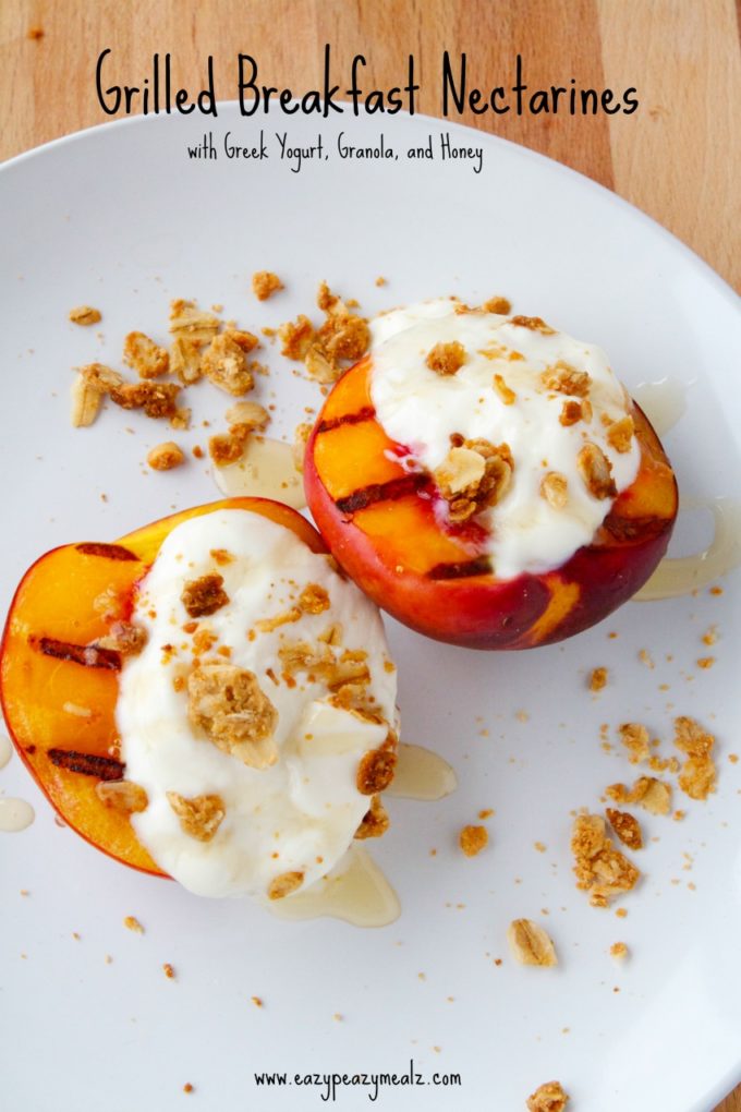 Grilled Breakfast Nectarines with Greek Yogurt, Granola, and Honey