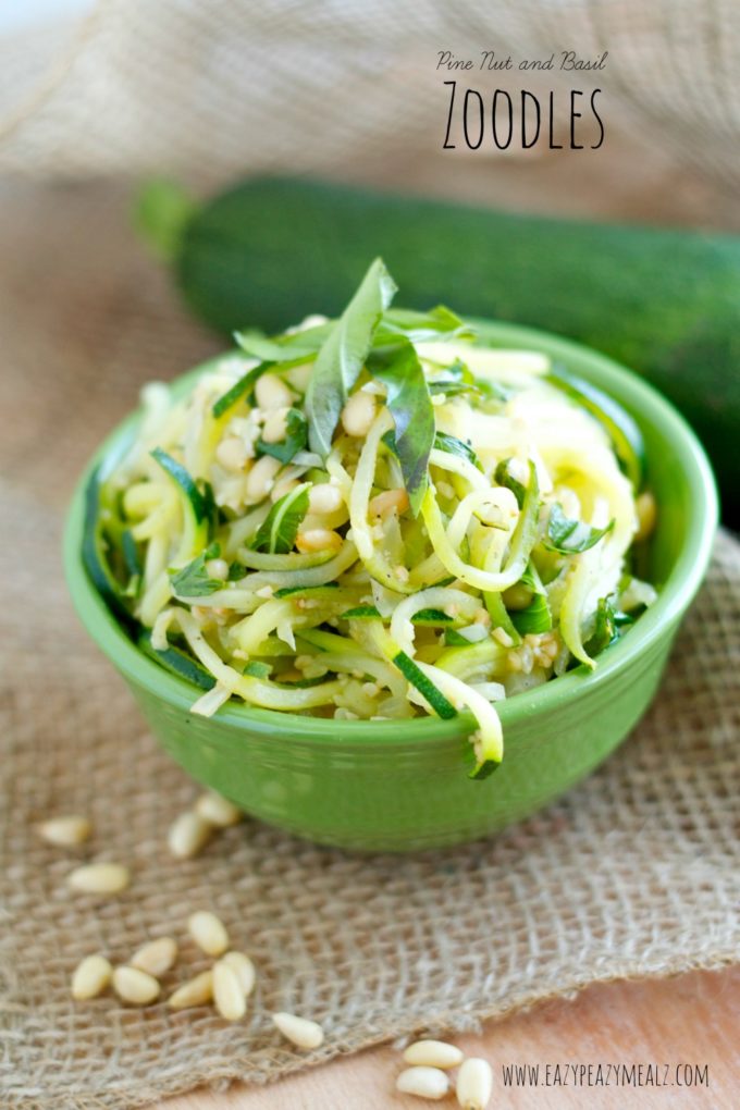 Zucchini Noodles with basil and pine nuts