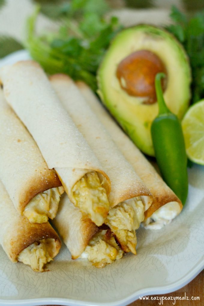 creamy jalapeno chicken taquitos