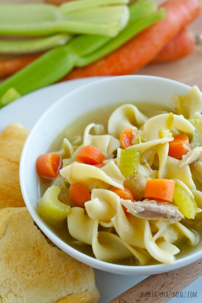 harvest veg chicken noodle soup with rotisserie chicken