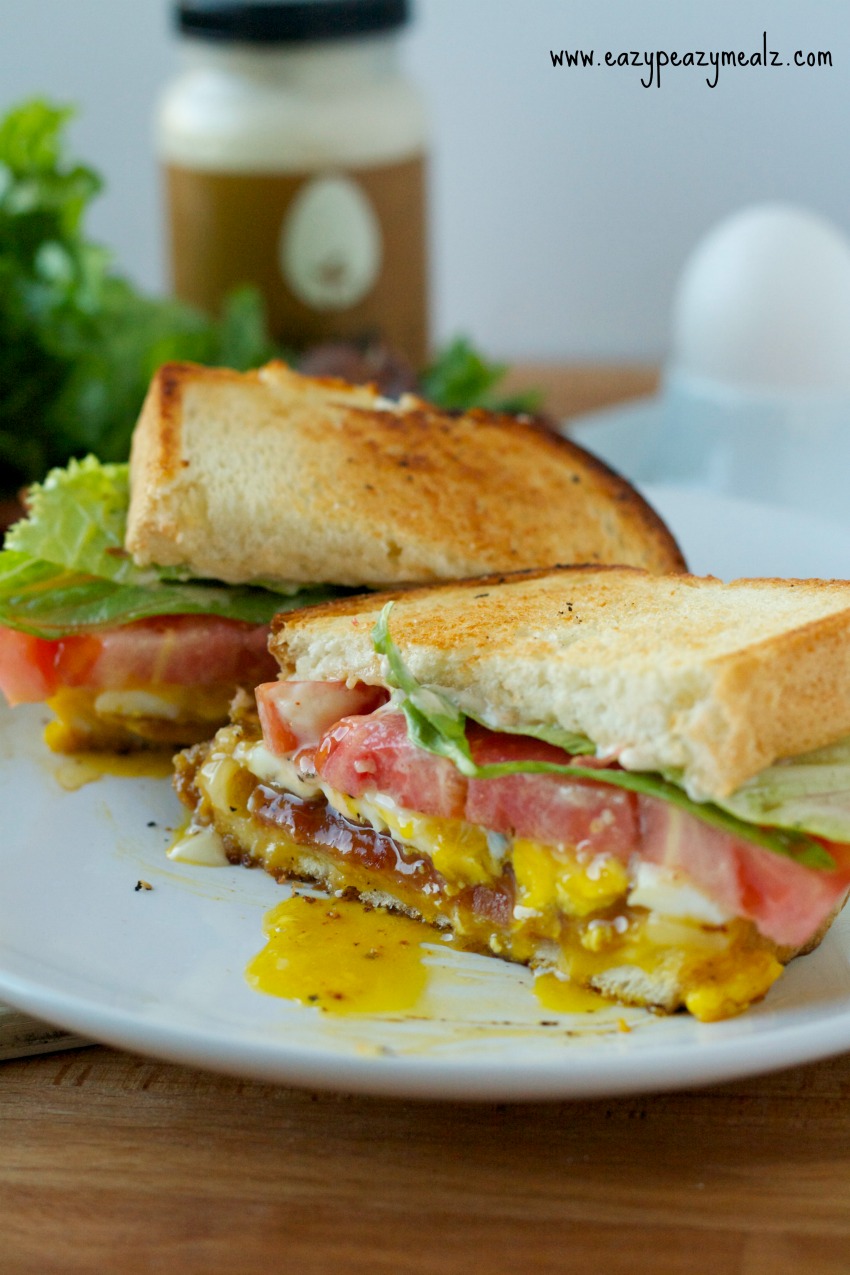 BELT with Cheese, bacon, egg, lettuce, and tomato sandwich, a hearty sandwich 