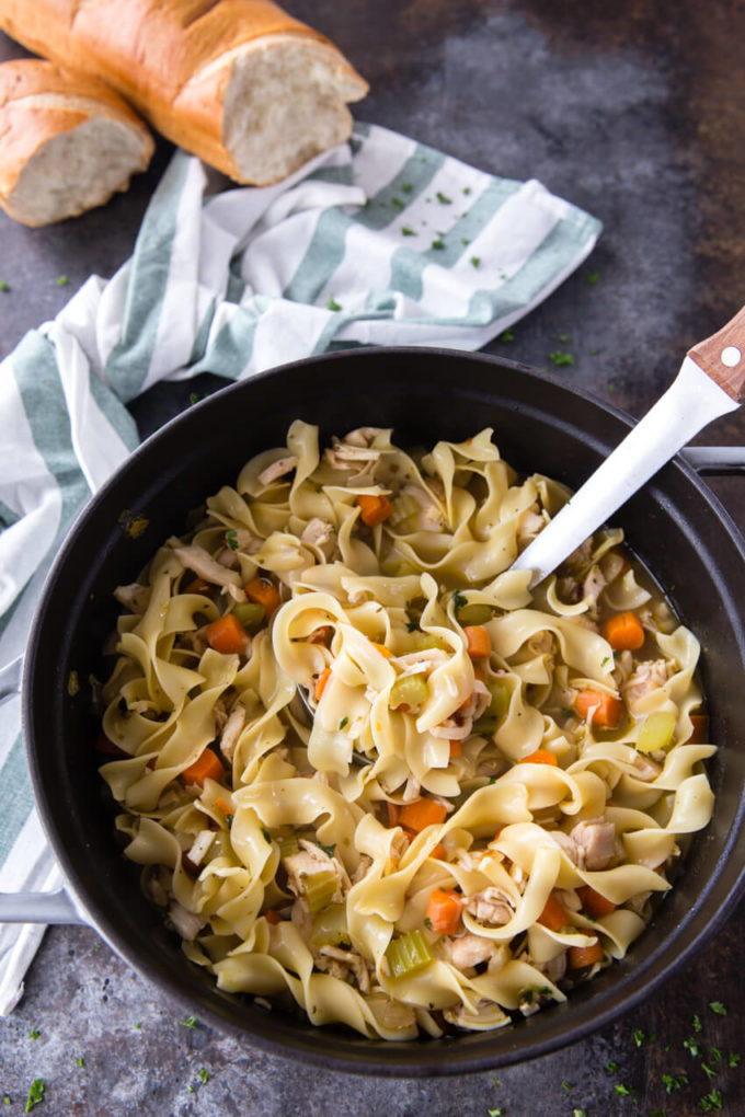 A nice big pot of Rotisserie Chicken Noodle soup