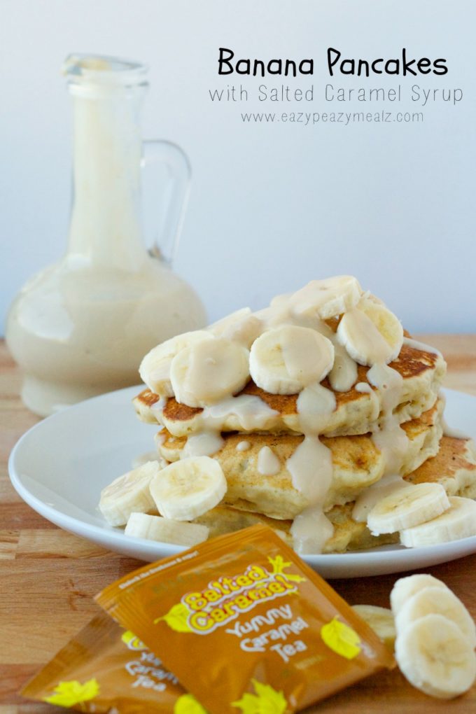 banana pancakes with salted caramel syrup