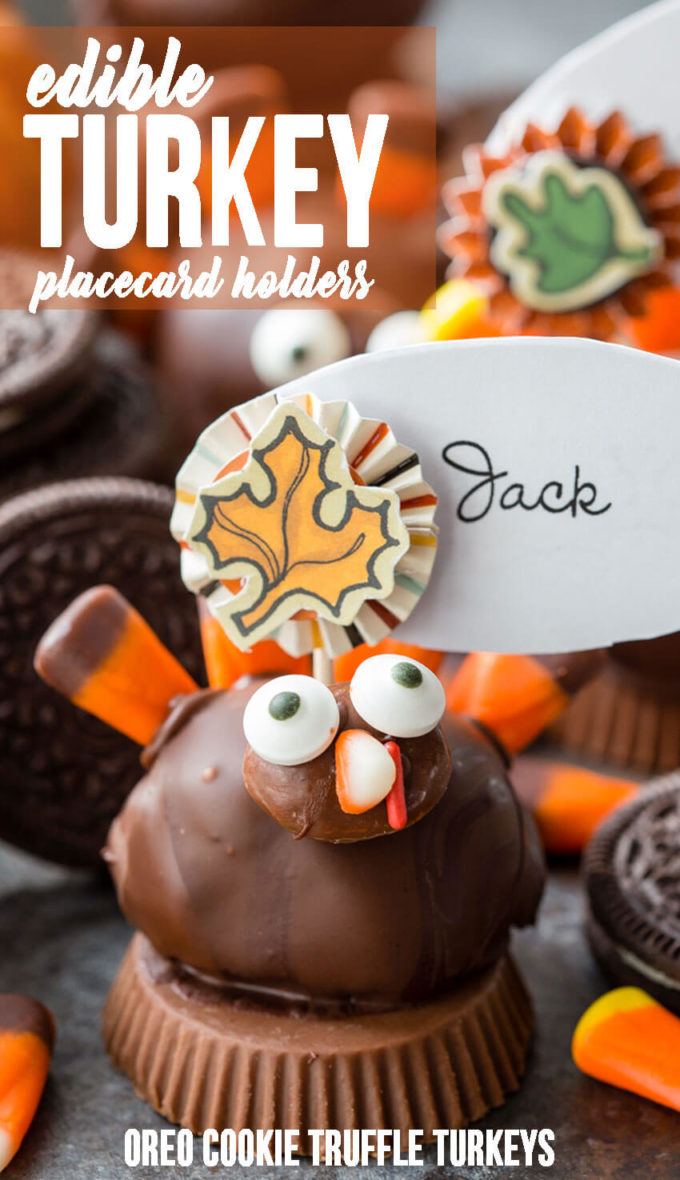 Edible Turkey Placecard holders made with OREO truffles