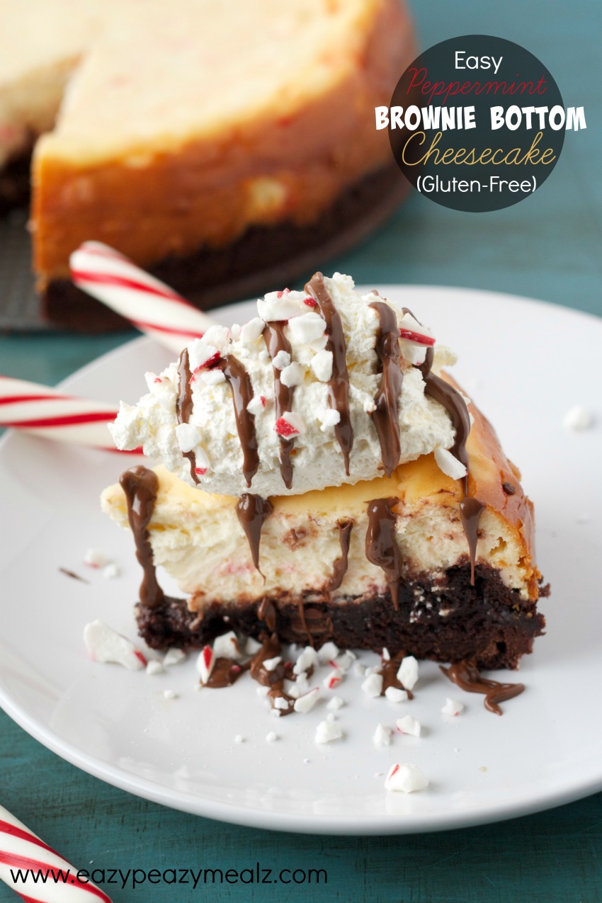 Easy peppermint brownie bottom cheesecake gluten free Krusteaz