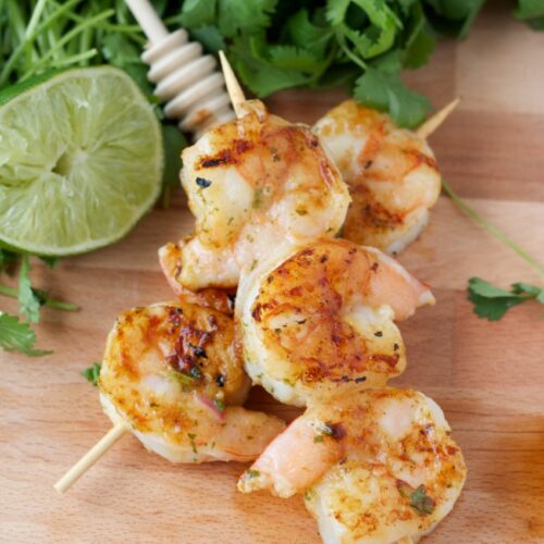 Honey lime shrimp kabobs, grilled shrimp kabobs
