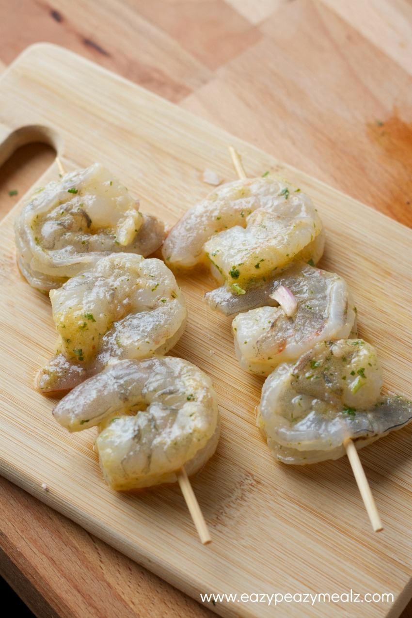 marinate skewered shrimp