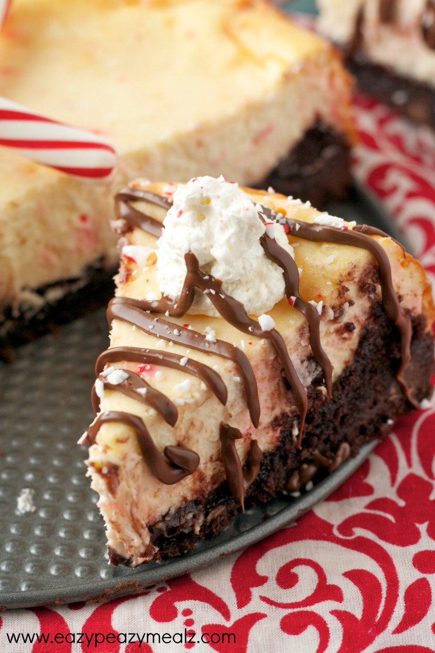 peppermint cheesecake with brownie crust