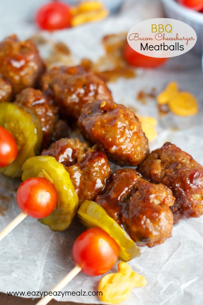 BBQ bacon cheeseburger meatballs, these are a great meal, snack, or game-day menu item. 