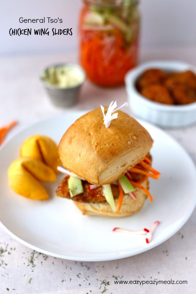 general tsos chicken wing slider for game day