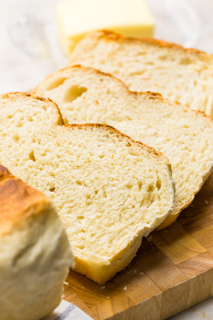 7 Minutes of prep time is all that is required for this artisan crock pot bread- Slices of Artisan slow cooker bread