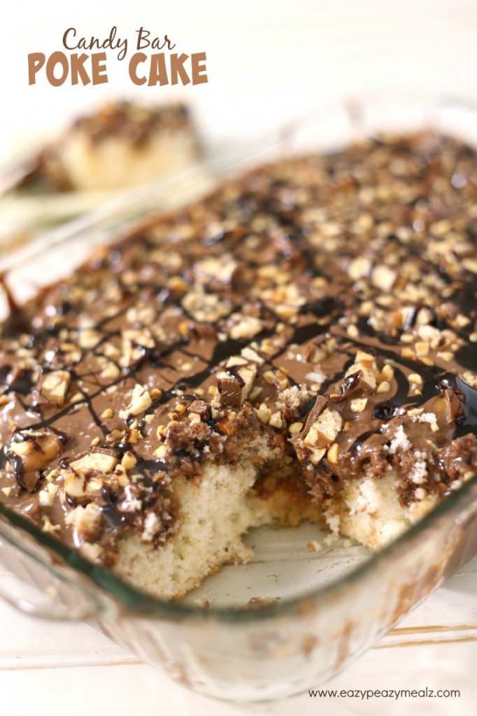 candy bar poke cake hero